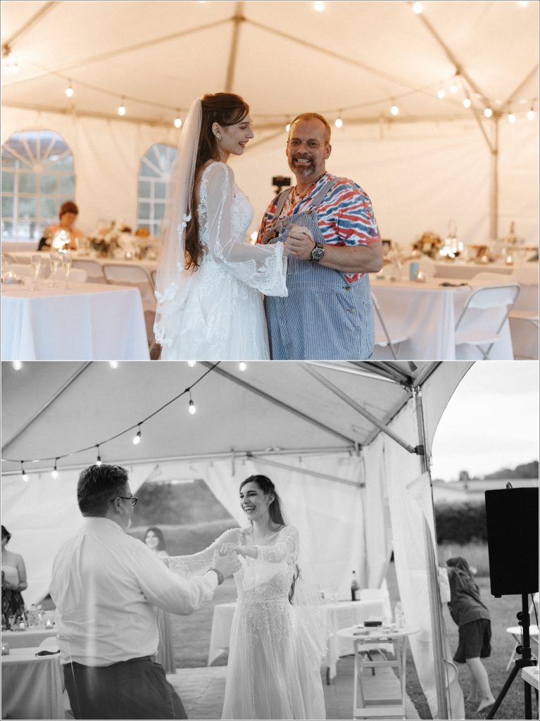 father daughter dances in a tent in bristol tn with abingdon photographer
