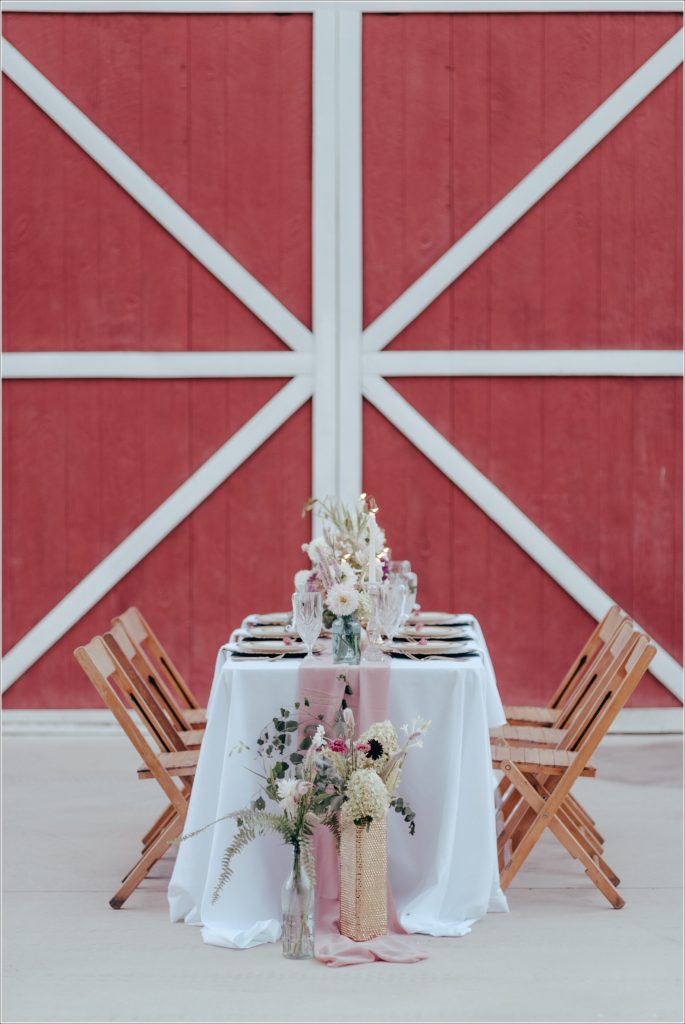 pink and green romantic wedding table setting