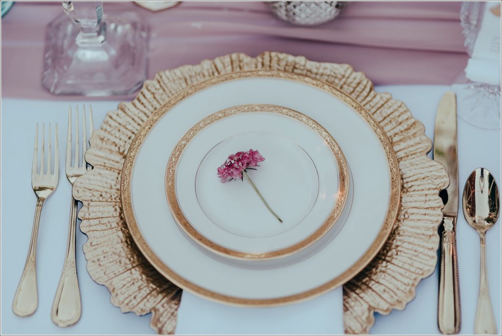 pink and green romantic wedding table setting