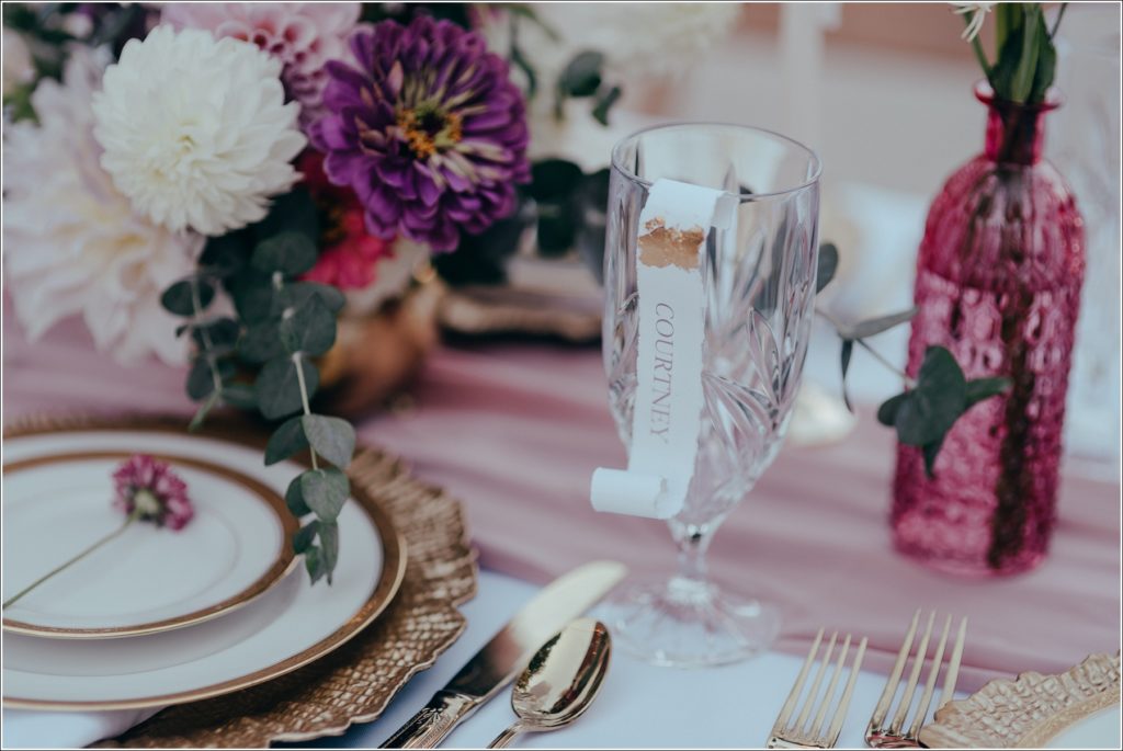 pink and green romantic wedding table setting