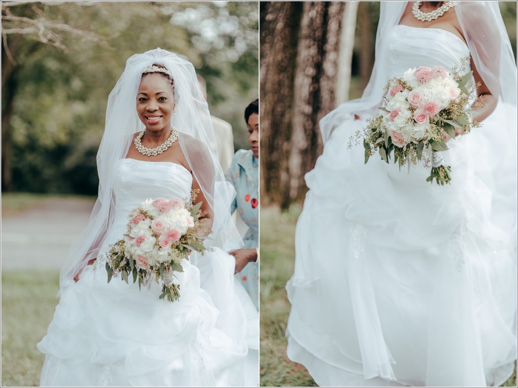 first look bride and groom at kings contrivance restaurant