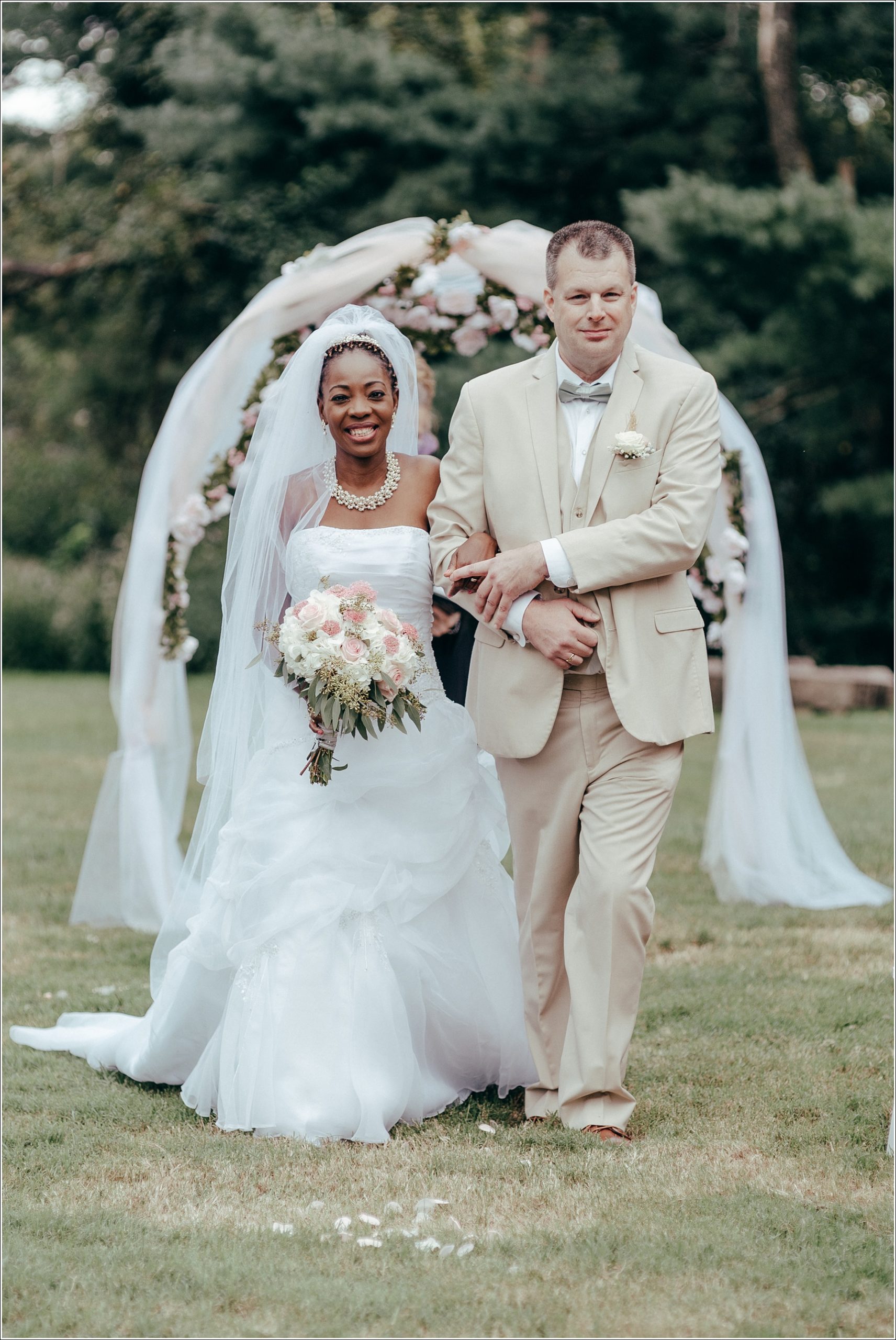 bride and groom during ceremony at kings contrivance restaurant