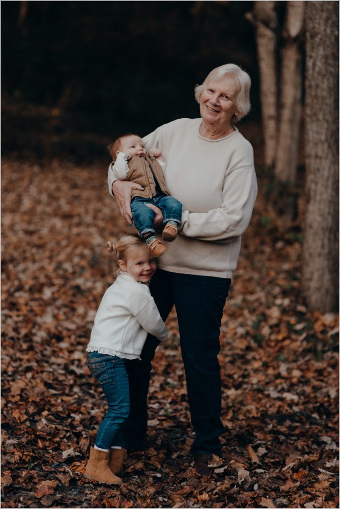 kids with grandmother at fall mini session in abingdon virginia