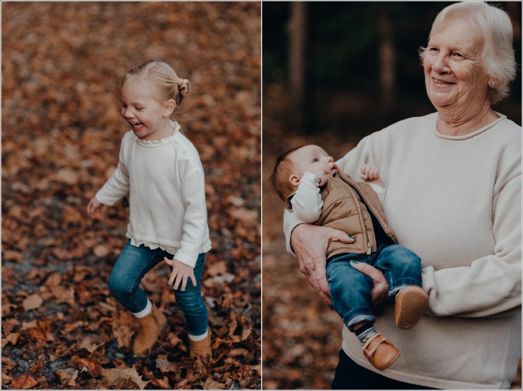 kids with grandmother at fall mini session in abingdon virginia