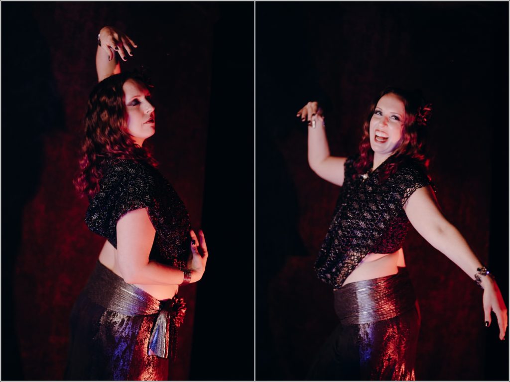belly dancer photoshoot in red lighting in frederick maryland
