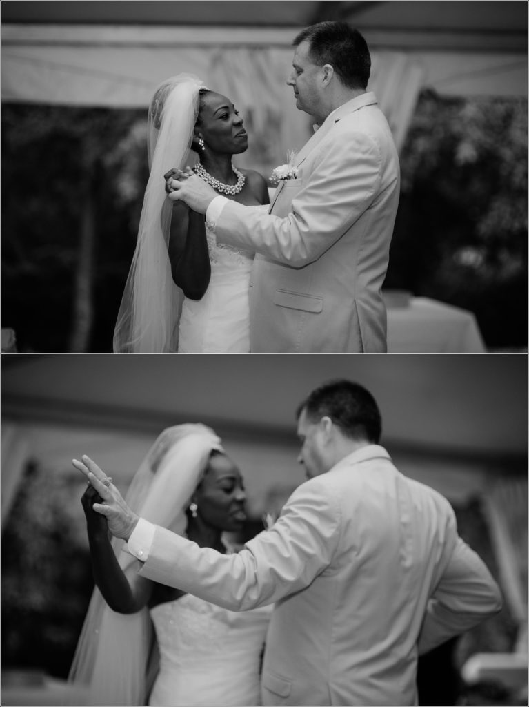 black and white images of bride and groom's first dance