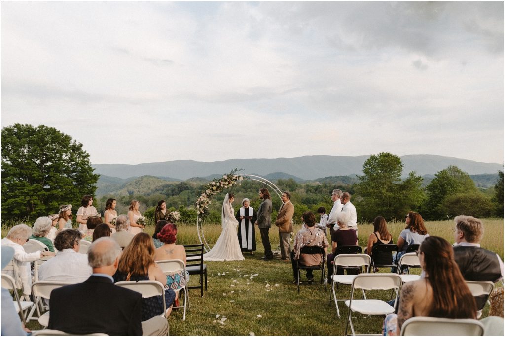wedding in front of the mountains in backyard in bristol tn